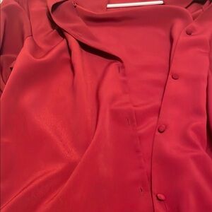 Elegant Red Button-Up Blouse